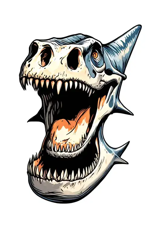 megalodon skull made from other dinosaurs tattoo design idea