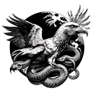 Planet earth, eagle, raven, snake tattoo design idea