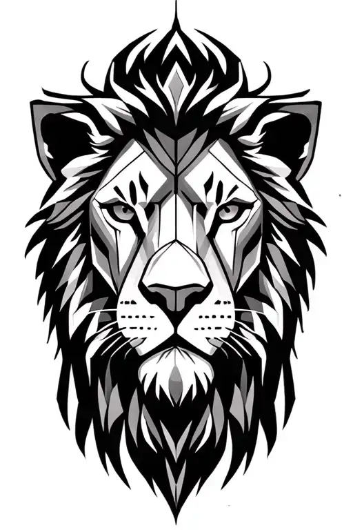 Lion Face Using Heptagonal 7 Number tattoo design idea