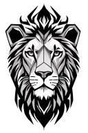 Lion Face Using Heptagonal 7 Number tattoo design idea