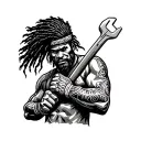 "Indigenous Plumbing " dread indigenous men holding wrench tattoo design idea