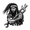 "Indigenous Plumbing " dread indigenous men holding wrench tattoo design idea
