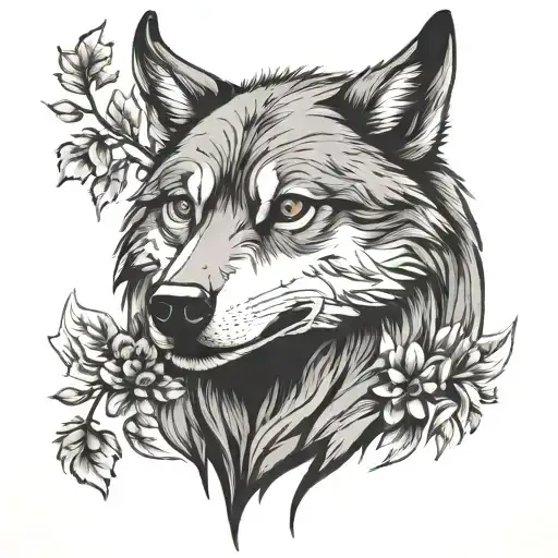 wolve and grief tattoo design idea