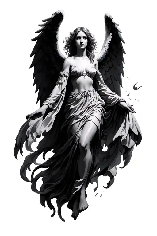 angel falling tattoo design idea