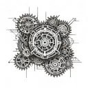CT scan machine with gears tattoo design idea