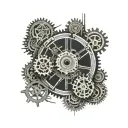 CT scan machine with gears tattoo design idea