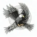 Eagle, half, symmetrical, fallen angel, geometrical,phoenix tattoo design idea