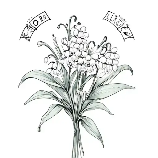Lily of the valley bouquet with integrated astrological sign: Leo, Aries, Taurus, Aquarius tattoo design idea