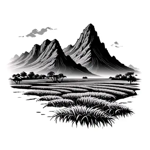 Vietnam rice field mountain tattoo design idea