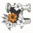 sewing machine hawaii plumeria tattoo design idea