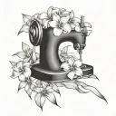 sewing machine hawaii plumeria tattoo design idea