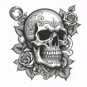 Traditional American tattoo design symbolizing heartbreak and love lost that includes human skull with diamonds in eye s tattoo design idea