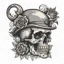 Traditional American tattoo design symbolizing heartbreak and love lost that includes human skull with diamonds in eye s tattoo design idea