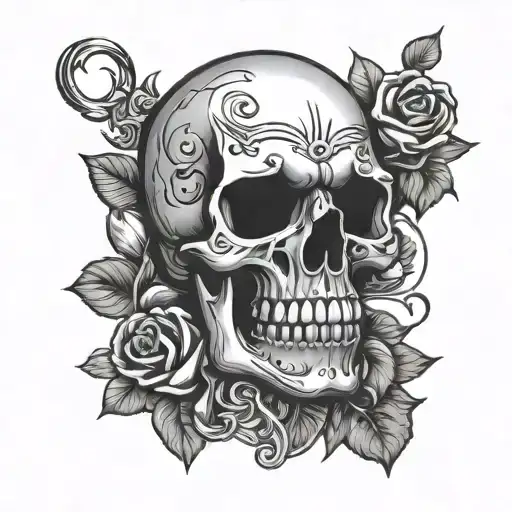 Traditional American tattoo design symbolizing heartbreak and love lost that includes human skull with diamonds in eye s tattoo design idea