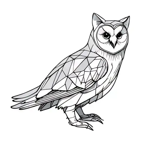 fine line geometrically sleeve, cat, anything with dinosaurs, barn owl tattoo design idea