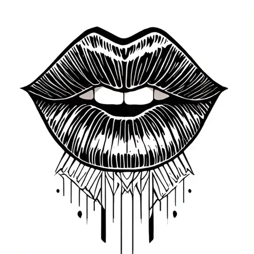 lips kissing tattoo design idea