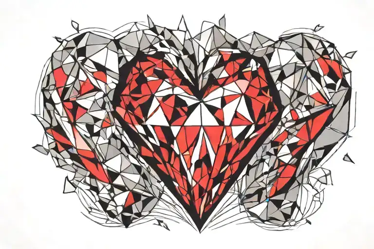 heart shaped diamond  tattoo design idea