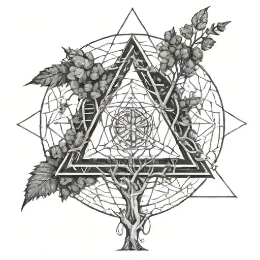 hermetic symbols sacred geometry tree tattoo design idea