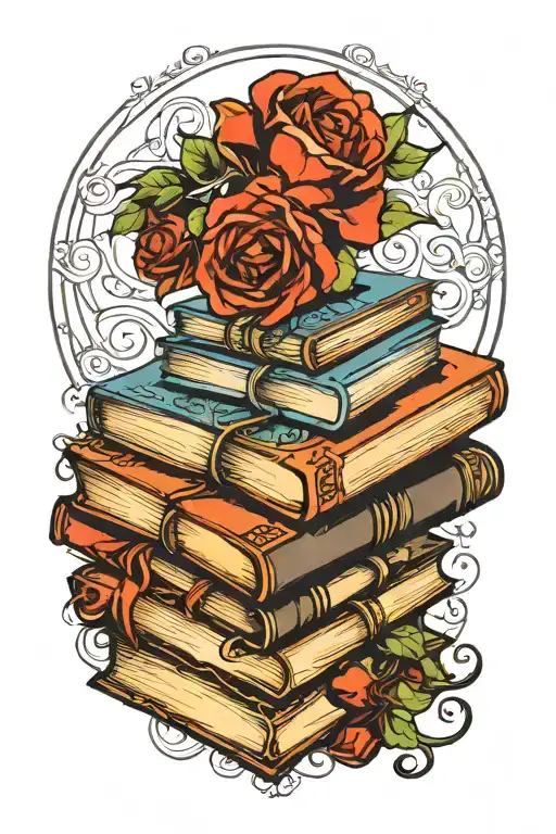 Book Stack tattoo design idea