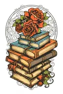 Book Stack tattoo design idea