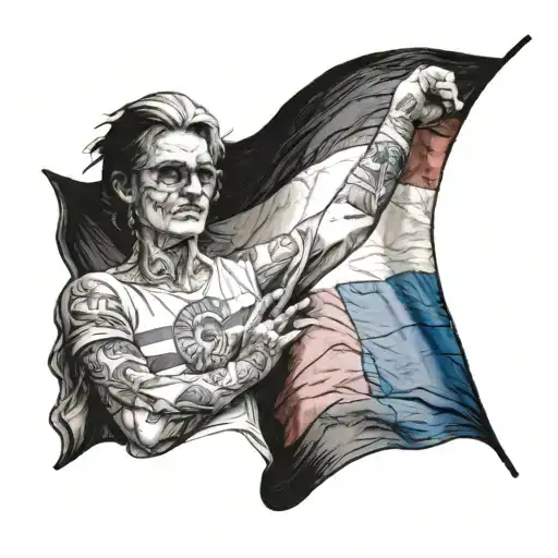 LGBT Pride flag waving tattoo design idea