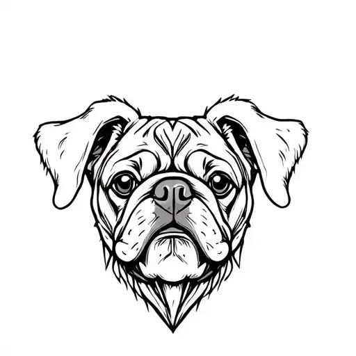pug head, punk, inside tribal heart outline tattoo tattoo design idea