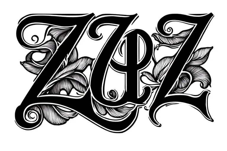 A flowing monogram of Z + Z (for Zoe and Zohran), with 210 subtly woven into the linework.Could be designed in a calli tattoo design idea