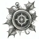 Compass with spider webs around and in it tattoo design idea