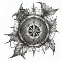 Compass with spider webs around and in it tattoo design idea