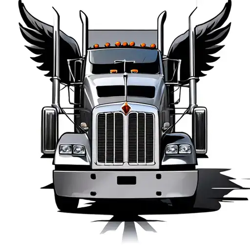 semi truck tattoo design idea