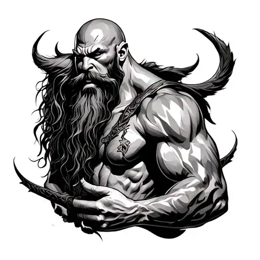 kratos and mimir tattoo design idea