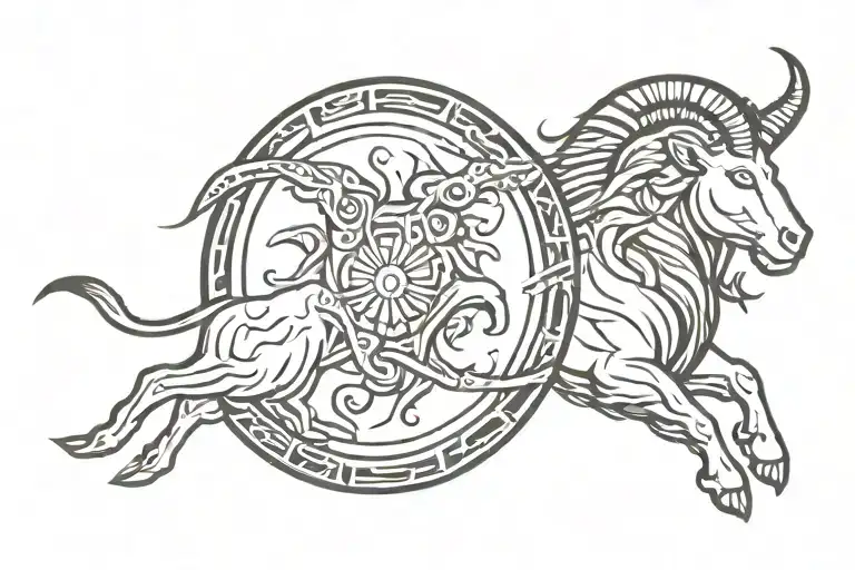 Leo and Capricorn zodiac sign together  tattoo design idea