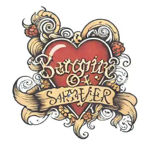 Heart tattoo that has text within it saying "Maggie + Sammie 4EVER"  tattoo design idea