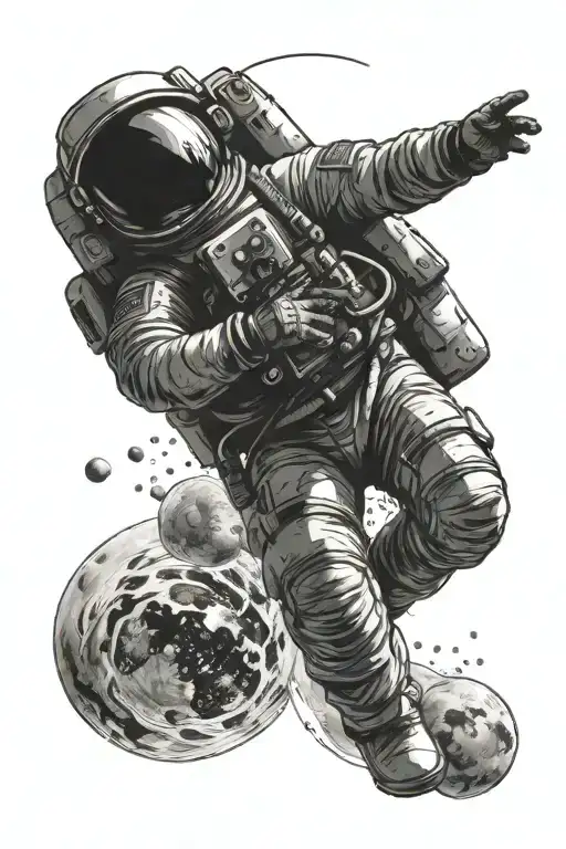 astronaut floating in space tattoo design idea