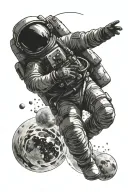 astronaut floating in space tattoo design idea