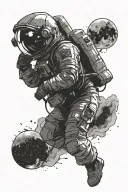 astronaut floating in space tattoo design idea