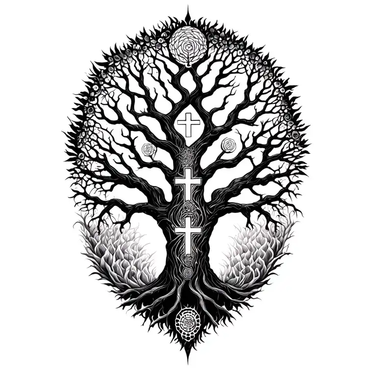 "Keisha Emilio" Cross Names Cloé and Alex Grey's "The Turning Into Tree tattoo design idea