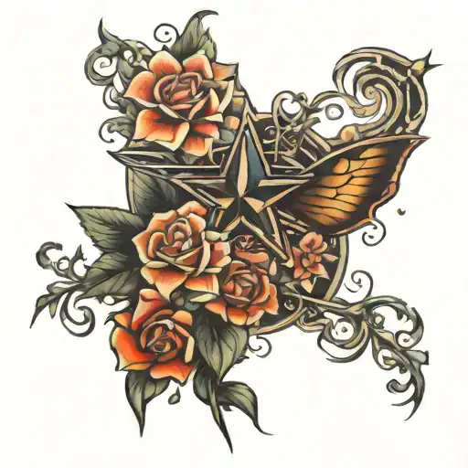 star and painter tattoo design idea