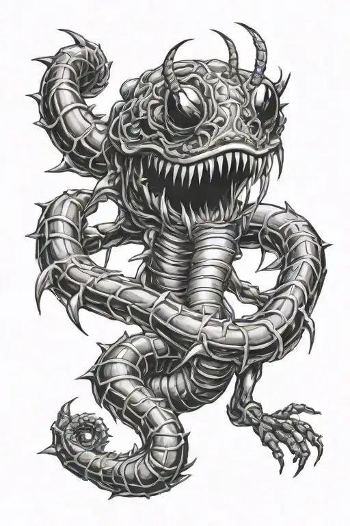 centipede in tokyo ghoul rose in his mouthjojo with horror tema tattoo design idea