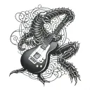 scorpion plays electro guitar tattoo design idea