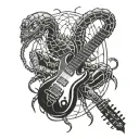 scorpion plays electro guitar tattoo design idea