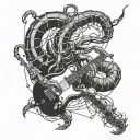 scorpion plays electro guitar tattoo design idea