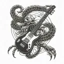 scorpion plays electro guitar tattoo design idea
