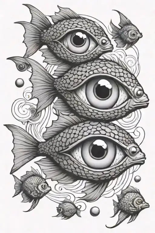 eyeballs fish scales tattoo design idea