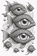 eyeballs fish scales tattoo design idea