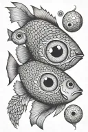 eyeballs fish scales tattoo design idea