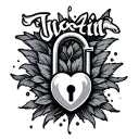 the name Justin with a heart lock design tattoo design idea