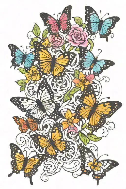 ways, 444, 40k, and butterflies flying tattoo design idea