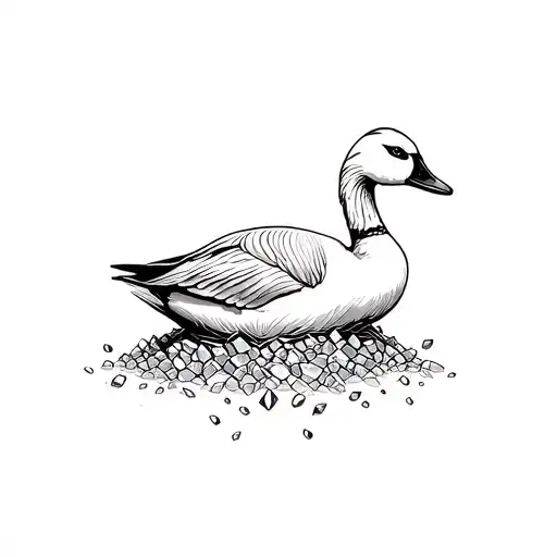 majestic silly goose nesting on a pile of sparkling crystals tattoo design idea