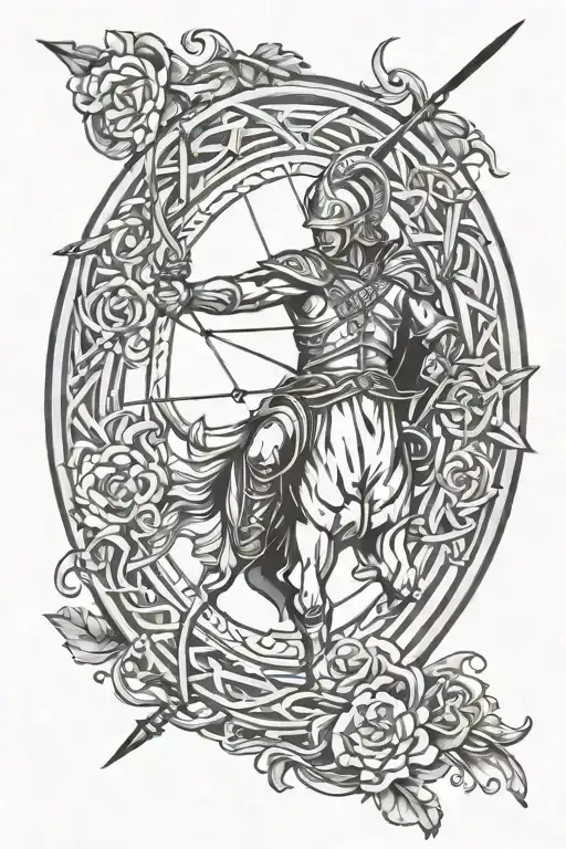 Sagittarius archer in celtic circle tattoo design idea